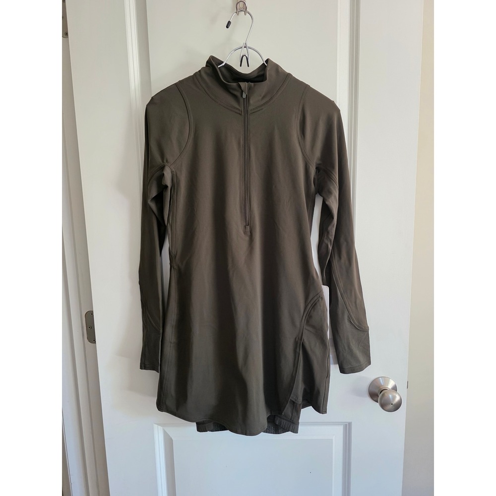 Lululemon Nulux Long Sleeve Tennis Dress Dark Olive Green Bodysuit With Pockets